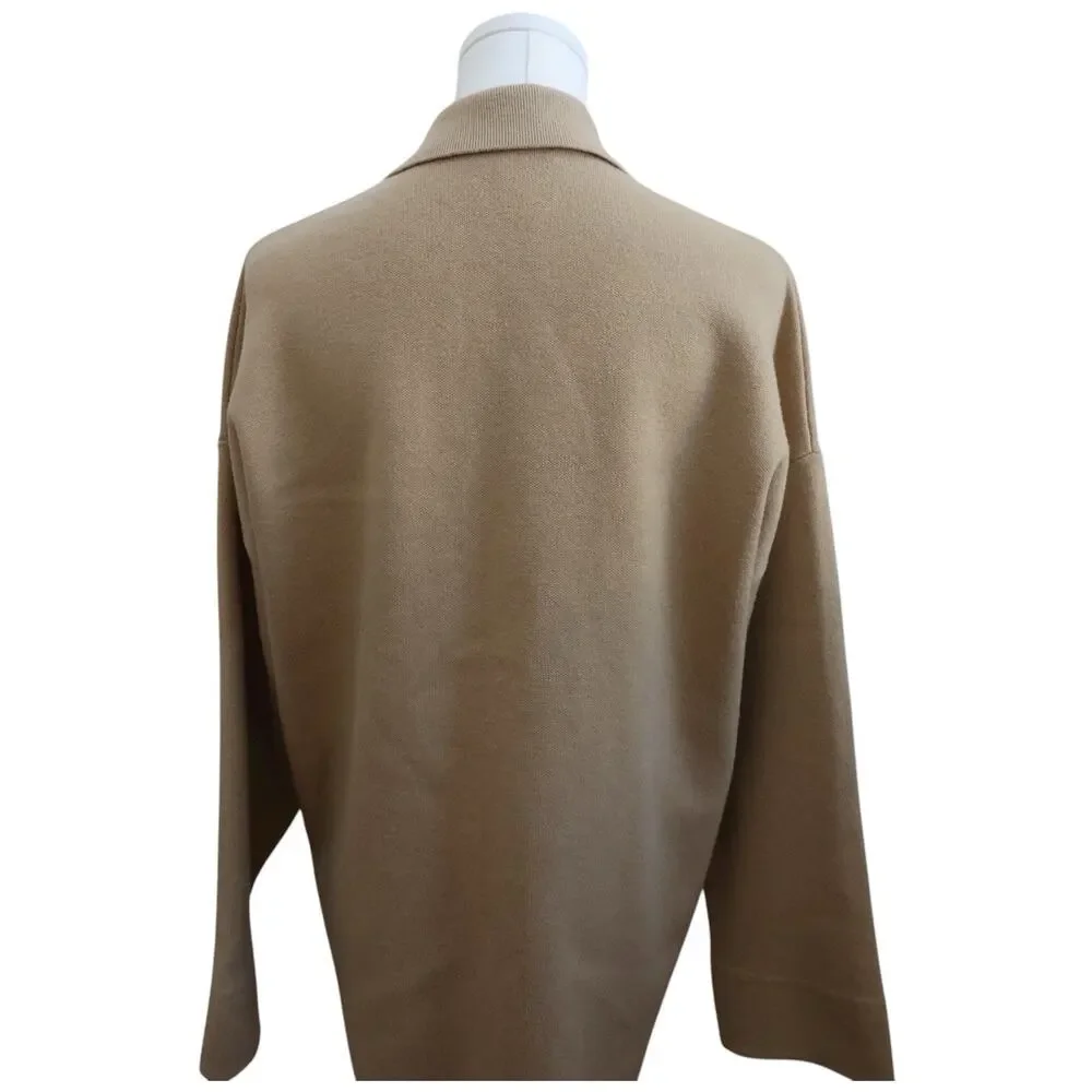 Maje Mimisal Knit Overshirt Cardigan In Camel Size 0/XS